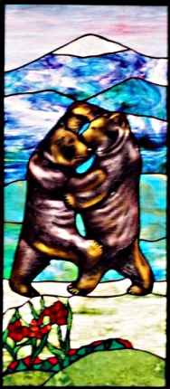 Painted Stained Glass Bears ©Cain Art Glass 2016, All Rights Reserved