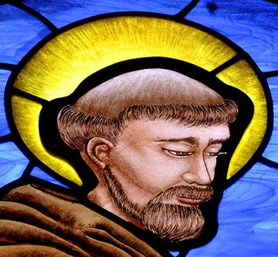 St. Francis Painted Stained Glass ©Cain Art Glass 2016, All Rights Reserved